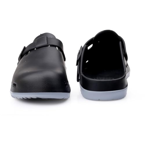 Image of Unisex Black Clogs with Adjustable Buckle Strap | Lightweight EVA Comfort Slip-On Sandals for Casual Wear & Outdoor Use