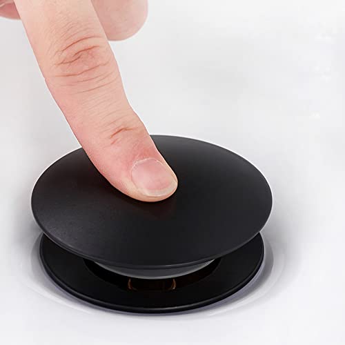 Lxoraziy Pop Up Ventil Waschbecken Ablaufventil, Ablaufgarnitur Waschbecken Ohne Überlauf Schwarz, Universal Ablaufgarnitur Ventil, für Waschbecken, Waschtisch