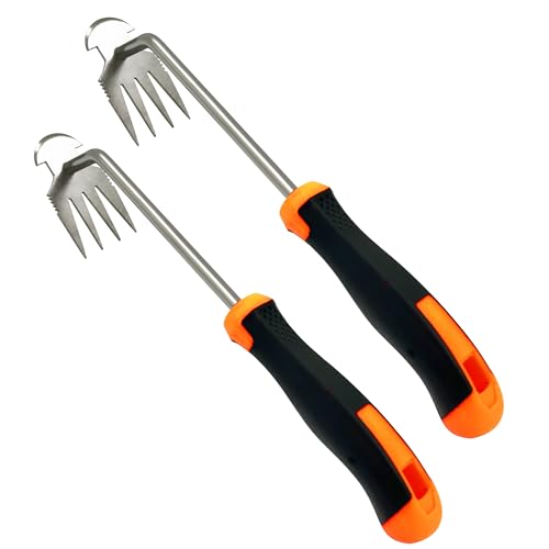 TINA 2 Pezzi Sarchiatore Manuale Estirpatore Erbacce da Giardino Diserbatrice Manuale in Acciaio Inossidabile Togli Erbacce da Giardino Estrattore Erbacce da Giardino (4 Denti)