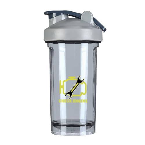 Check Engine Light Mechanic Auto Repair 1 18 Ounce Shaker Bottle Drink Mixer Leak-proof Pre Workout Protein Shakes Meal Replacement Shakes Bottles 500ML/18 Oz Gray