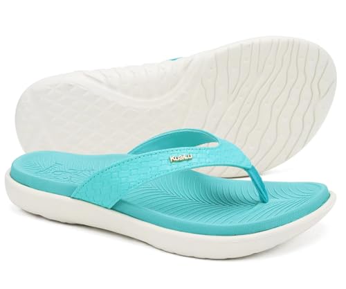 Image of KuaiLu Womens Flip Flops Arch Support Yoga Mat Cushioned Thong Sandals | Ladies Comfortable Walking Slides For Plantar Fasciitis Slip On Indoor Outdoor For Summer
