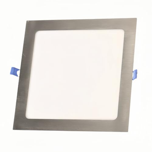 ONSSI Piastra LED 20 W quadrata 220 x 220 mm bianco freddo (CCT regolabile in bianco neutro-caldo) pannello in nichel, super sottile incassato, telaio argentato, Downlight