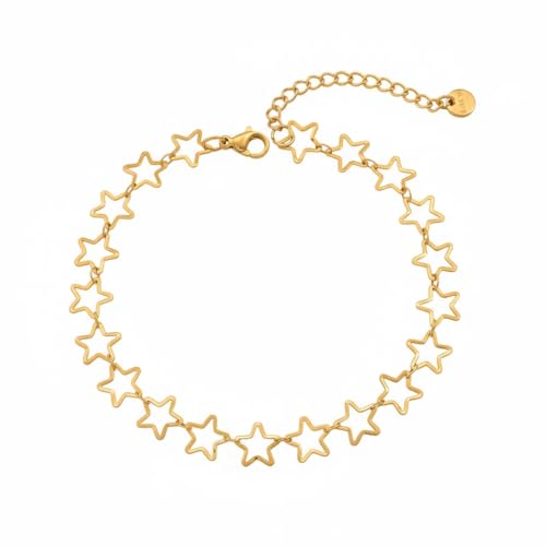 Image of Anklets for Women Dainty CZ Ankle Bracelet 18K Gold Plated Waterproof Boho Dot Star Moon Daisy Ocean Beaded Anklet Trendy Foot Jewelry