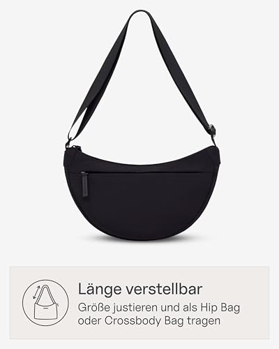 Kapten & Son Moon Bag All Black 3,5L | Bauchtasche Damen & Herren | Crossbody Bag Damen Schwarz | Umhängetasche wasserabweisend | ideal für Reisen, Festival & Alltag