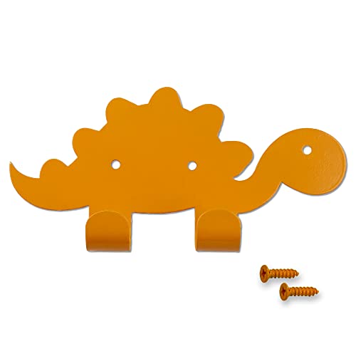 keypak Kids Dinosaur Double Coat Hooks, Door Wall Mounted Metal Decorative Hooks for Boys & Girls