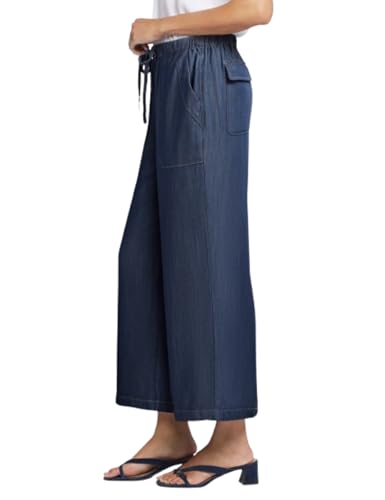 Women's Wide Leg Baggy Cropped Jeans with Elastic Waist Pull On Lightweight Loose Fit Denim Pants with Pockets2