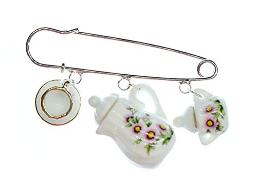 Recopilación y reviews de Tetera cerámica inglesa Top diez. 35 Teatime Broche Pin Insignia Miniblings Tetera Taza Azúcar Leche Flores Porcelana, 30 mm, Plata Porcelana