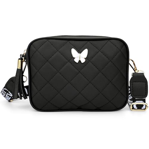 Small Quilted Shoulder Bag for Women Trendy Cross Body Purse with Butterfly Design Crossbody Bag for Ladies
