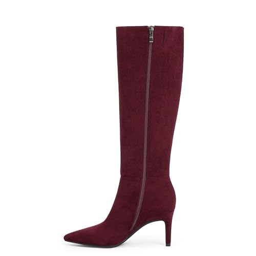 Image of Easyfox Knee High Boots Women Pointed Toe Tall Boots 3 In Stiletto High Heel Long Boots Side Zipper Dress Knee High Boots