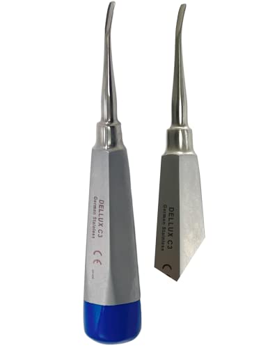 ArtLaB-Dental Luxating Elevator Dental Root Elevators Straight Curved Tip-Periotome Luxating Elevator Apical Root Dental Elavators Extracting Extraction (Elevator cvd 3mm Blue)
