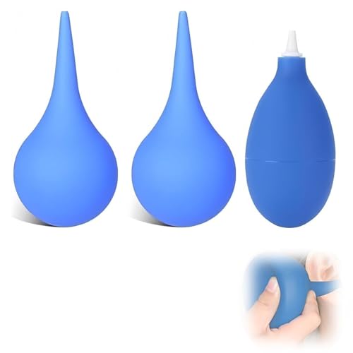 3 Stück Ohrenreiniger, 75ml Ohren Reinigung Set,Ohrenschmalzentferner Silikon,Ohrendusche für Baby Kinder Erwachsene (Blau)