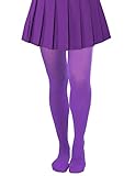 Lastclream High Waisted Tights for Women Cosplay Costume Stockings 80 Denier Semi Opaque Pantyhose Full Footed (Purple)
