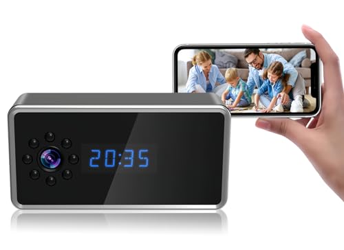 Réveil Caméra Cachée 1080P, Caméra de sécurité Domestique WiFi, Caméra Cachée avec Audio, Caméra Cachée Nanny Cam – Détection de Mouvement, Surveillance à Distance