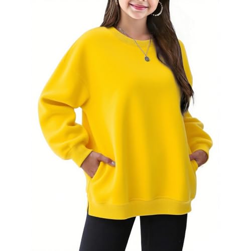 Boys Oversized Sweatshirts Baggy Crew Neck Fleece Hoodie Drop Shoulder Long Sleeve Pullover Sweatshirt Loose Fall Tops