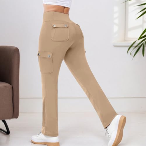 Leggings cargo de yoga con bolsillos talle alto elásticos para fitness 3