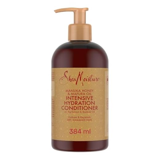 SheaMoisture Acondicionador Hidratacíon Intensiva Miel de Manuka y Aceite de Mafura - Para Cabello Seco y Dañado - Con Aceite de Baobab y Manteca de Karité - Sin Sulfatos - 1 x 384 ml