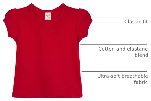 Image of Lilax Girls Short Puff Sleeve Cotton T-Shirt, Toddler & Little Girls Top | 95% Cotton Puff Sleeve Tee; Crewneck, Short Sleeve; Toddler & Girls Sizes 2T-12; for School, Play & Everyday; Machine Wash