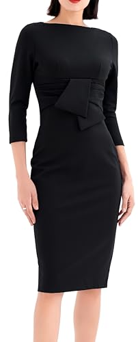Marycrafts Womens Elegant Lady Vintage Evening Wiggle Midi Dress 20 Black