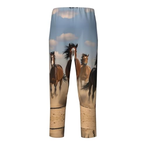 Pajama Pants Pajama Bottoms with Elastic Waistband Sleepwear Lounge Pants, Running Horse2