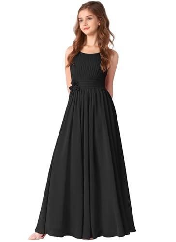 Junior Bridesmaid Dresses for Girls Chiffon Ruffed Flower Girl Dress Sleeveless Girls Formal Dress
