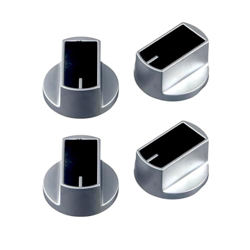 Image of Gas Stove Metal Knobs Set | Plastic Gas Stove Knob Set | Manual Ignition Buttons, Compatible with All Gas Chulhas | Silver, Set of 4