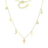 ✔ COLLAR CON 7 DIJES SIMBÓLICOS: Incluye triángulo, ojo, luna, estrella, rayo, alas y la Mano de Fátima. Un diseño lleno de significado y estilo, perfecto para llevar a diario.