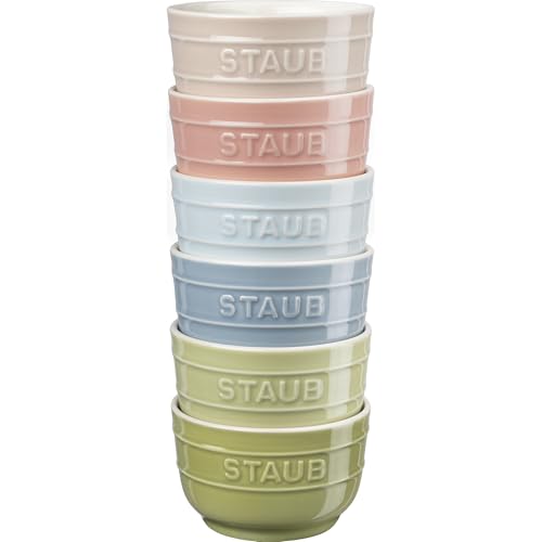 STAUB Ceramic 6-pc Prep Bowl Set (8oz) - Macaron Pastels