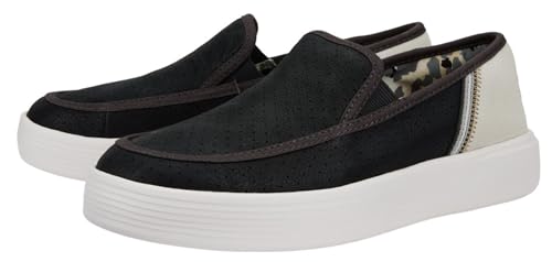 HEYDUDE Unisex-Adult Sunapee Craft Shoes, Perf Leather Black, 7 Women/5 Men4