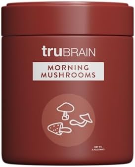 TruBrain Morning Mushrooms: Coffee Alternative with Superfoods & Adaptogens | USA-Grown Lion’s Mane, Chaga, Cordyceps, & Reishi Mushrooms | Natural Energy, Focus, and Immune Support
