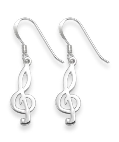 Heather Needham Sterling Silver Treble Clef Earrings - SIZE: 17mm Gift boxed treble clef drop earrings silver. 6112