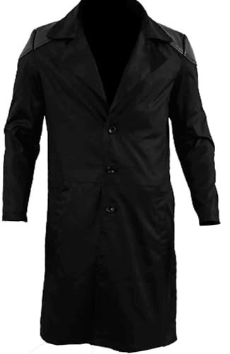 Men's Long Coat Geniune Leather Elbow Patch Billy Cotton Butcher Trench Coat Jacket - Billy Jacket Butcher3