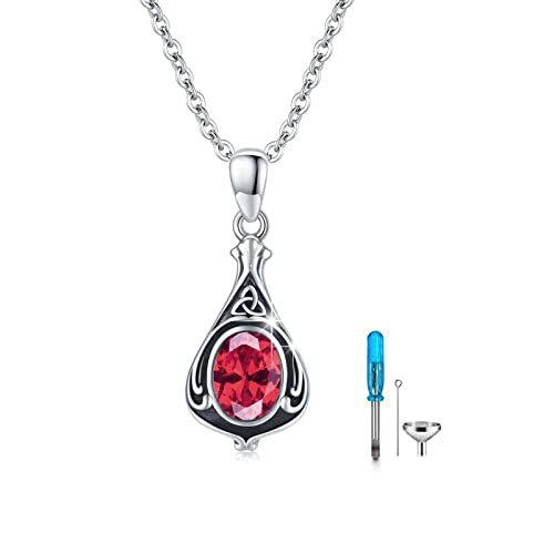 Tughra 925 Sterling Silver Created Ruby Urn Necklace Cremation Jewelry For Ashes Cremation Necklaces Teardrop July Birthstone Pendant Necklace Urn Jewelry Gifts For Women Men S cover