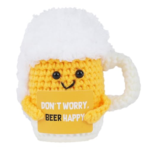 AUAUY Regalo Divertidos Energía Positiva, Muñecos de Ganchillo Jarra Cerveza, Regalo Creativo Cumpleaños para Niños, Familia, Amigos, Compañeros Trabajo, Parejas, Mejores Amigos, Maestros y Niñas