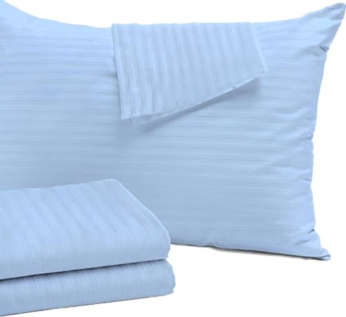 Image of COMFORT LIFE 210TC 100% Cotton Pillow Cover Set of 2 Pieces, King Size(20 x 36 inch), Sky Blue Color |Striped Pillow Cases |Ultra Soft Satin Stripe Pillow Covers.