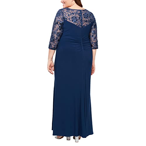Image of Alex Evenings Womens Plus Size Long Sleeve Sweetheart Neckline Dress