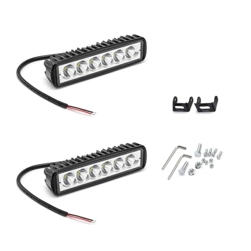 Bawkars 2 PCS Straight-line LED Daytime Running Lights, 18W 12V 1200LM Auxiliary Lighting Spotlight, Waterproof Plastic LED Fog Light, Fit for Cars Motorcycles Buggies Trucks Forklifts Boats (White)
