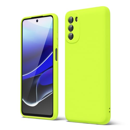 oakxco for Motorola Moto G 5G 2022 Phone Case Liquid Silicone, Neon Bright Solid Color, Thin Slim Soft Rubber Gel Matte TPU Plain Simple Cover for Women Girl Cute,Lime Neon Green