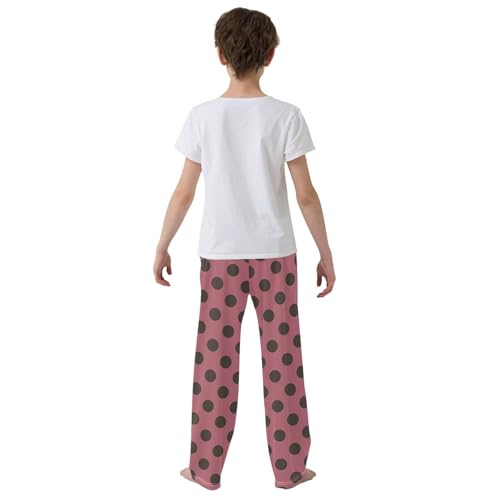 Pink Brown Polka Dots Pajama Pants Long Sleep Pant Soft PJ Bottoms Sleepwear3