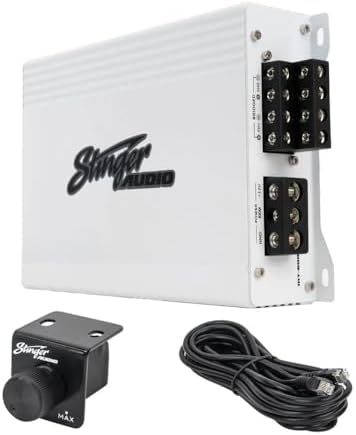 Stinger Audio MT-600.4M 1000 Watt RMS 4-Channel Compact Marine Audio Amplifier, Class D, Hexfet Mosfet, Water-Resistant, Crossover High-Pass/Low-Pass Filters