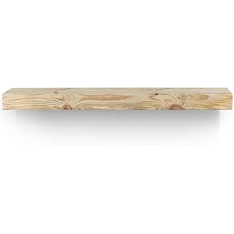 BoscoMondo Fireplace Mantel, Rustic Solid Wood Piece Floating Shelf – Wall Decor for Kitchen, Farmhouse, – Wall Mounted – Pine Wood - Invisible Heavy Duty Bracket (54", Unfinished) Cover