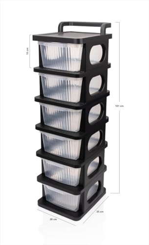Image of 6 Tier Plastic Storage Drawer /Spacious Organizer with Handle| Modular Storage Rack for Home /Kitchen /Office | Black