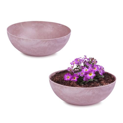 matches21 HOME & HOBBY Macetas resistentes a la intemperie, 2 unidades, color rosa envejecido, para exteriores, 20 x 7,5 cm