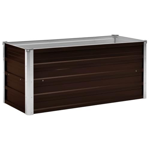 vidaXL Letto Rialzato da Giardino Rettangolare Alto Elegante Staffe Supporto Terrazzo Letto di Coltura Rialzato Marrone 100x40x45cm Acciaio Zincato