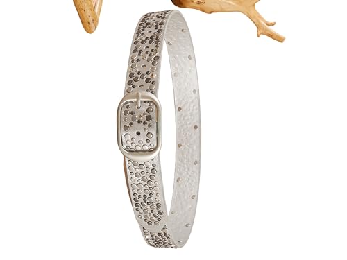 Punk Rhinestone Belt for Women Men - Y2K Studded Western Cowgirl Belt with Metal Spikes(Black/Silver/Brown) (Silver, 120cm)3