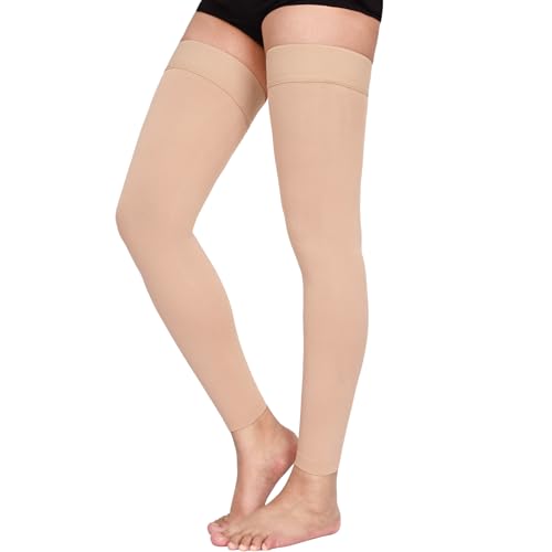 Image of Athbavib Thigh High 20-30 mmHg Compression Stockings for Women, Medical Graduated Compression Socks for Men Circulation with Silicone Dot Band for Athletic, Travel Use