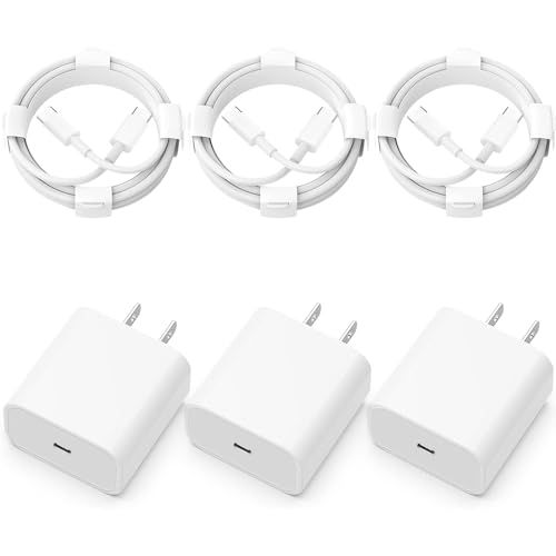 i.Phone 16/15 Charger Fast Charger [3-Pack] USB C Wall Charger 20W PD Charger with Cable, Compatible with 16/16 Pro Max/Plus,15/15 Pro Max/Plus,i.Pad 10th, Air 5th/4th and Other tpc Devices (3-Pack)