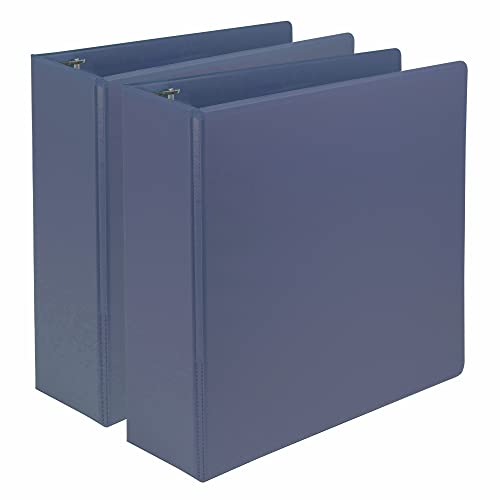Image of Samsill Earth's Choice, 3-Inch Durable D-Ring View Binder 2 Pack, USDA Certified Biobased, Eco-Friendly, Indigo Blue