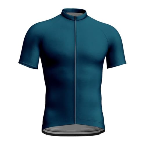 Mateju Maillot Ciclismo para Hombre, Color Sólido Cómodo Ropa Ciclismo Exterior Transpirable Verano Secado Rápido Camisetas Manga Corta Camiseta Elástico (512 Azul Oscuro,L)
