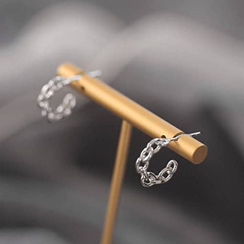 Pendientes S925 de cadenas entrelazadas semicirculares y joyería hueca 4