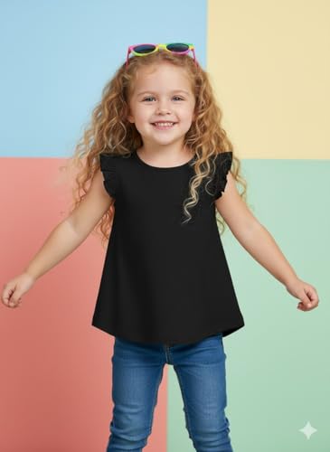 Image of A.T.U.N. (All Things UBER Nice) Girl's Polyester Regular Fit Solid Round Neck Knee Length Regular Top